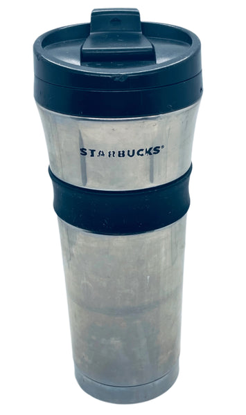 Starbucks (Shows Wear) 2014 Stainless Travel Mug w/ Rubber Grip 16 oz