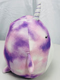 Squishmallows  8" Nabila Narwal Purple Tie dye LT WEAR Freshly Laundered