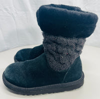 Ugg Australia Boot Black Juniper Cable Knit/Suede Girls USA 13