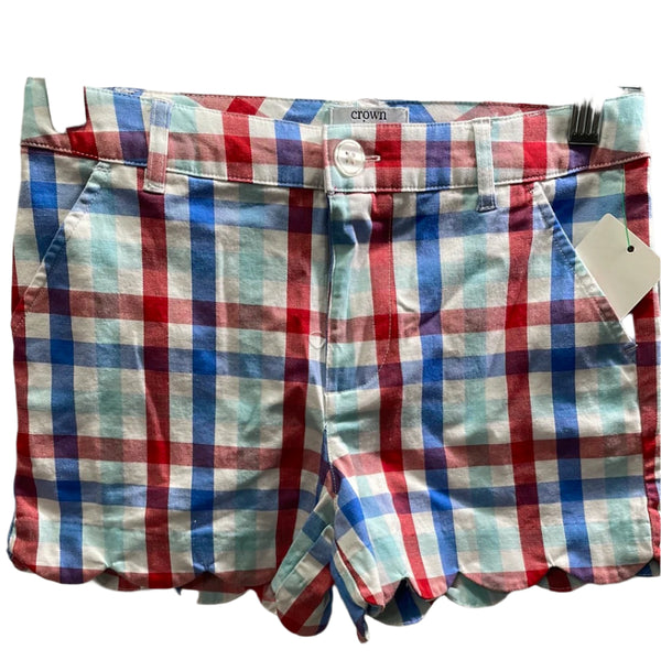 Crown & Ivy Patriotic Checker Short Scallop Edge Girls 10