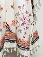 Sheer White Floral Fringe Open Front Flowy Shawl/Cardigan/Cover Up Ladies ONE SIZE
