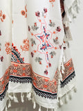 Sheer White Floral Fringe Open Front Flowy Shawl/Cardigan/Cover Up Ladies ONE SIZE