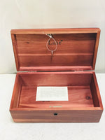 Vintage LANE Genuine Keepsake Cedar Chest Trinket Box with Handpainted Christmas Image w/KEY!