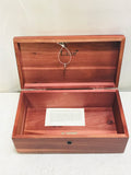 Vintage LANE Genuine Keepsake Cedar Chest Trinket Box with Handpainted Christmas Image w/KEY!