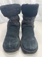 Ugg Australia Boot Black Juniper Cable Knit/Suede Girls USA 13