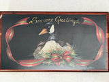 Vintage LANE Genuine Keepsake Cedar Chest Trinket Box with Handpainted Christmas Image w/KEY!