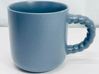 2 PC Gray/Blue Mug Set Black Speckles and Twist Handle Large 16oz