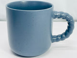2 PC Gray/Blue Mug Set Black Speckles and Twist Handle Large 16oz