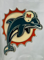VINTAGE 2004 NFL Miami Dolphins Beer Stein Glass Large 8" with Pewter Logo Emblem