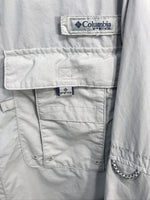Columbia PFG Bahama Omin-Shade Long Sleeve Lt Gray  Mens M PEN MARK ON BACK