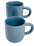 2 PC Gray/Blue Mug Set Black Speckles and Twist Handle Large 16oz