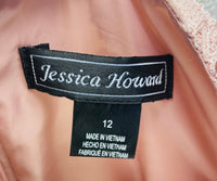 EUC Jessica Howard Dress Formal Mother of the Bride Prom Rose Gold/Blush Pink Ladies 12